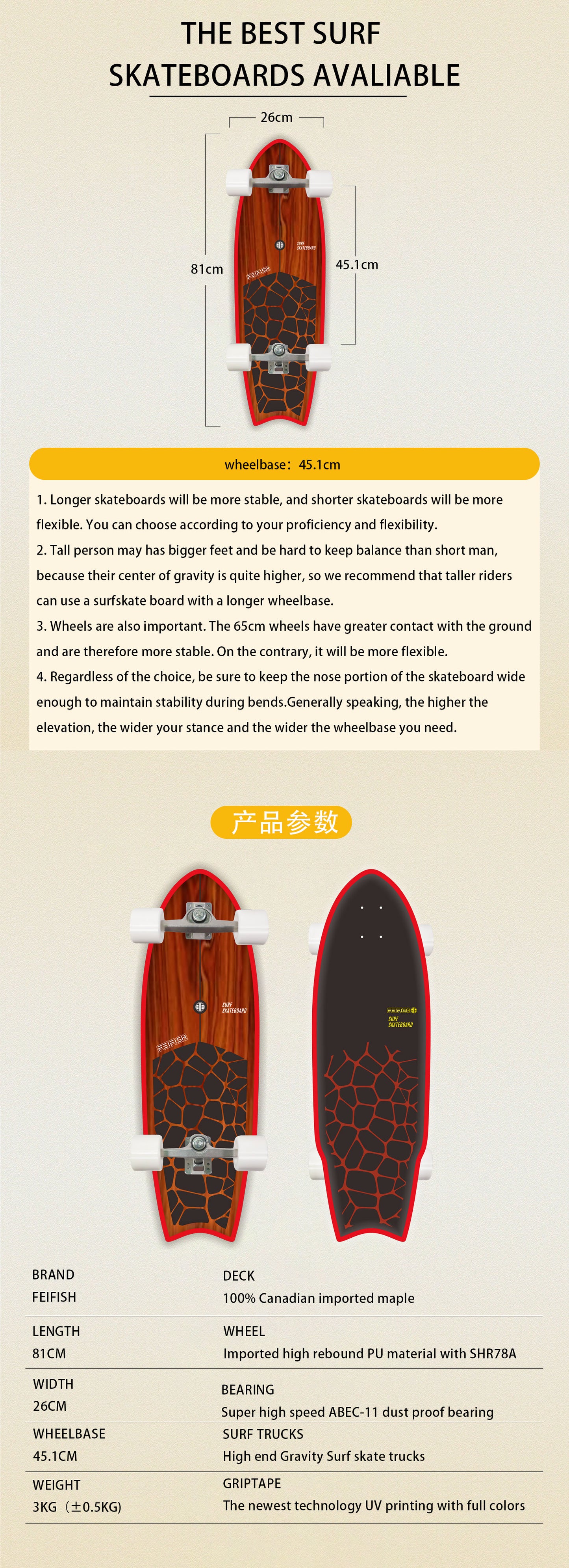 Feifish surfskateboard Flash effect